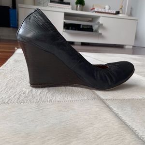 Authentic Lanvin Black Ballerina Wedges